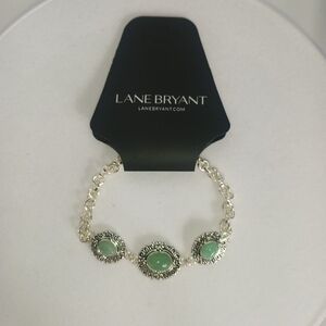 Lane Bryant Green + Silver Tone Bracelet